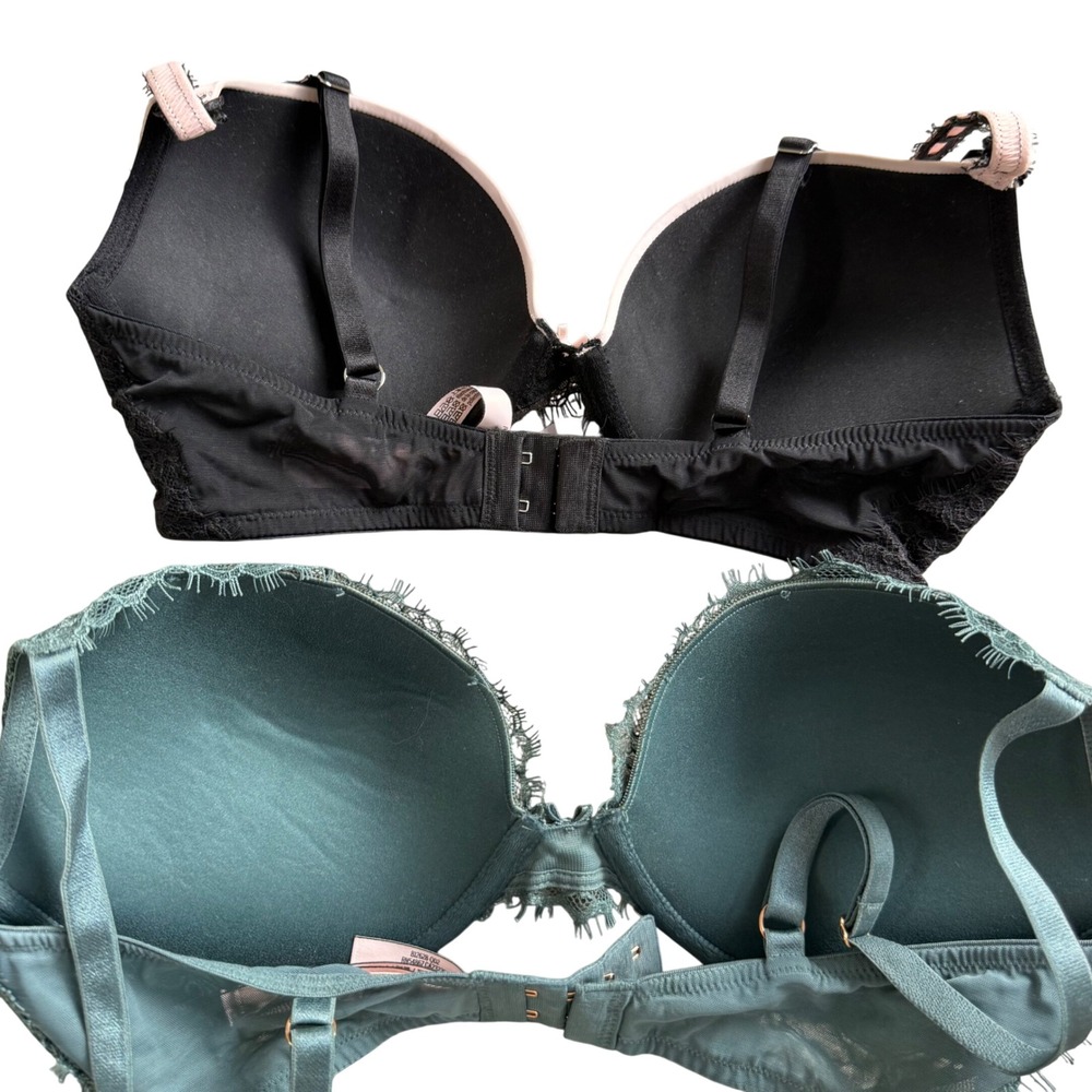 Victoria's Secret Dream Angels Push-Up Bra Women 34D Lace 2-Pack Teal Pink Black - Picture 3 of 14